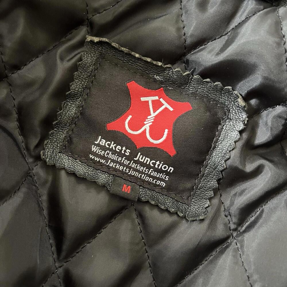 Jackets Junction Real Leather Bomber Jacket M Black Pink Bow Coquette Biker - Picture 6 of 9